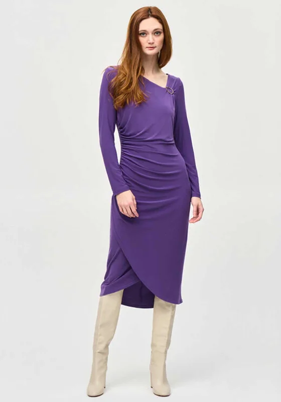 Casual Evening Bodycon Dress -Joseph Ribkoff Ruched Wrap Bodycon Dress, Mystic