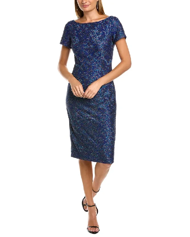 Red Satin Party Dress for Holiday Party -JS Collections Embroidered Cocktail Dress