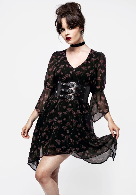 Bodycon Shirt Dress-Judas V-Neck Flute Sleeve Mini Shirt Dress