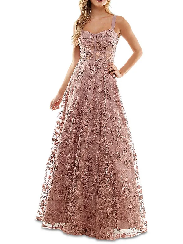 Yellow Sequin Party Dress for Festive Vibe -Juniors Womens Embroidered Mesh Evening Dress