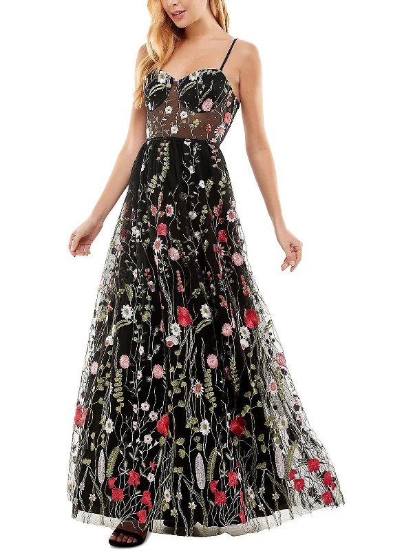 Minimalist Shift Party Dress for Modern Style -Juniors Womens Floral Embroidered Evening Dress