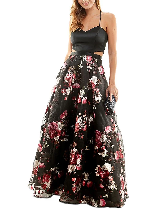 Tulle Party Dress for Princess Look -Juniors Womens Floral Open Back Evening Dress