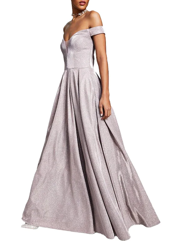 Lace Overlay Party Dress for Vintage Appeal -Juniors Womens Metallic Shimmer Evening Dress Lace Overlay Party Dress for Vintage Appeal -Juniors Womens Metallic Shimmer Evening Dress