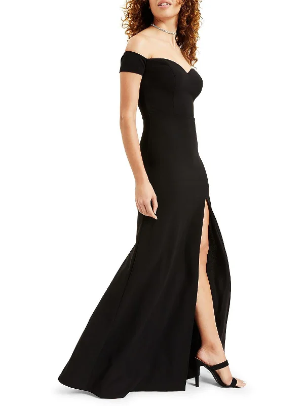 Full-Length Party Dress for Extravagant Look -Juniors Womens Off-The-Shoulder Side Slit Evening Dress