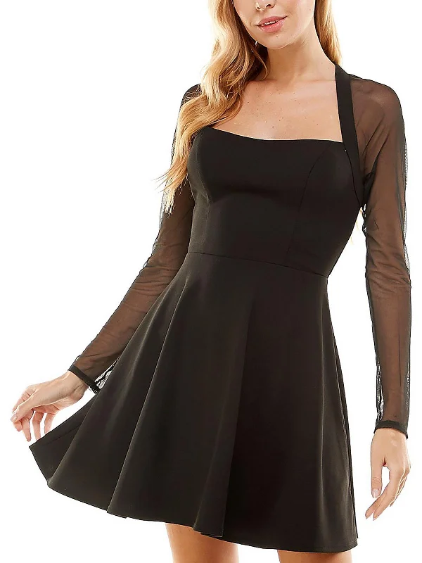 Off-White Party Dress for Winter Weddings -Juniors Womens Panel Mini Cocktail and Party Dress