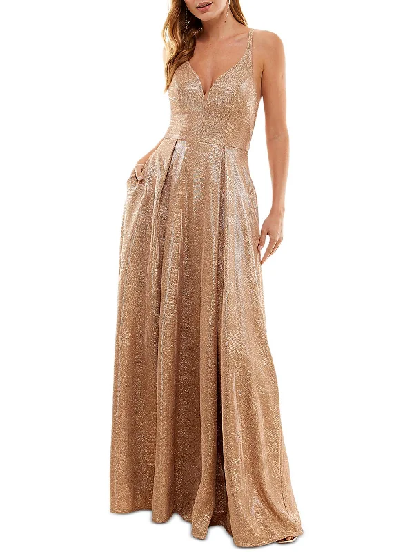 Strapless Sequin Party Dress for Glamorous Evening -Juniors Womens Pleated Long Evening Dress