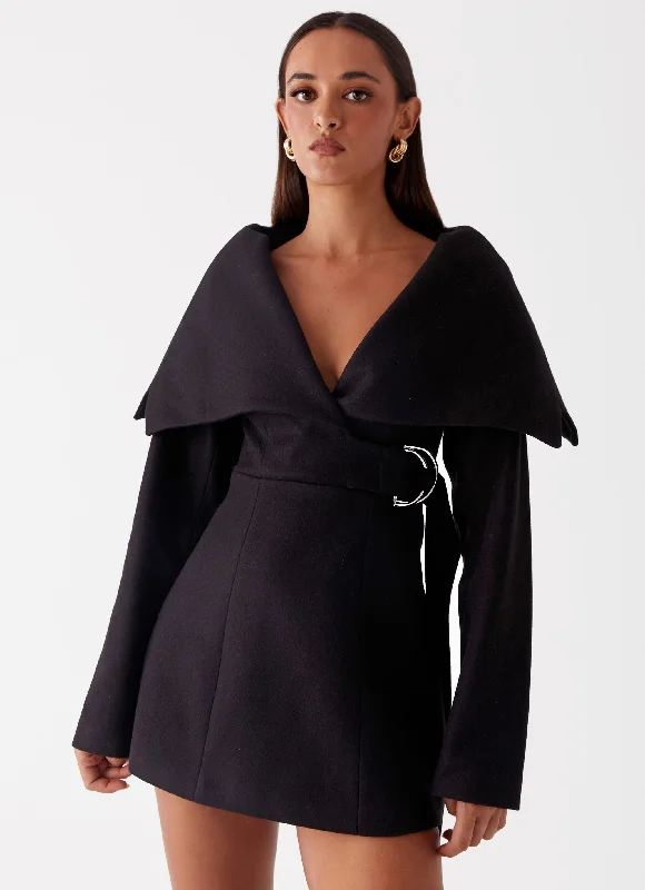 Women's Silk Blend Mini Dress-Kaide Mini Dress - Black