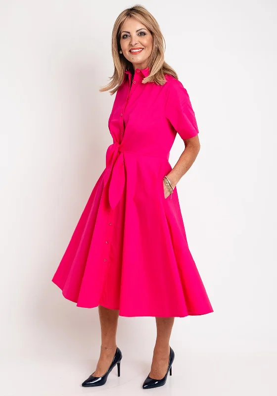 Simple Summer Shirt Dress-Kate Cooper Tie Detail Midi Shirt Dress, Pink