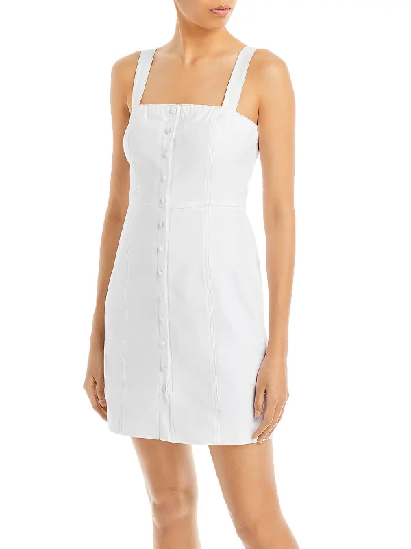 Women's Casual Dress Shirt-Kayleigh Womens Linen Blend Mini Shirtdress