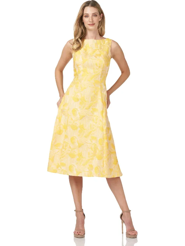 Lace Party Dress for Sophisticated Style -Keegan Womens Metallic Midi Cocktail and Party Dress
