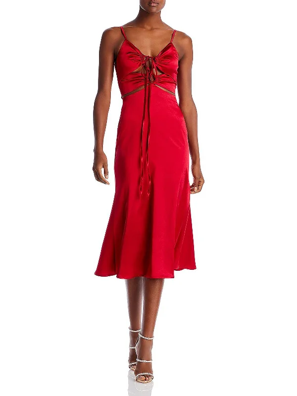 Satin Off-Shoulder Party Dress for Evening Glam -Keji Womens Halter Midi Evening Dress Satin Off-Shoulder Party Dress for Evening Glam -Keji Womens Halter Midi Evening Dress