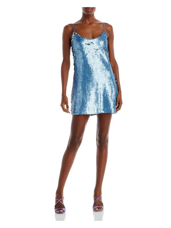 Floral Print Party Dress for Spring Events -Kiana Womens Pailettes Mini Cocktail And Party Dress