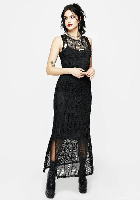 Women's Green Maxi Dress-Kindle Ladder Lace Maxi Dress