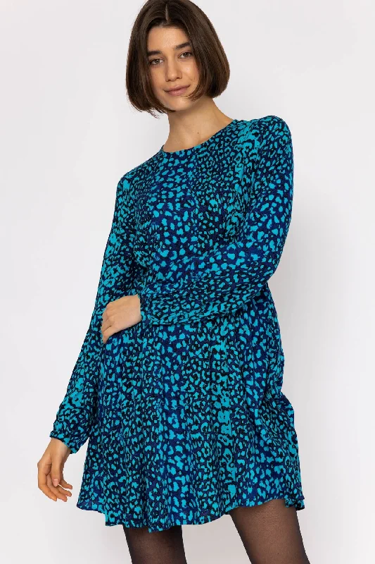 Women's Checkered Plaid Shirt Dress-Kittie Short Dress in Blue