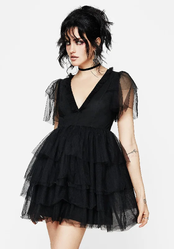 Women's Pleated Skirt Mini Dress-Krysta Tulle Mini Dress