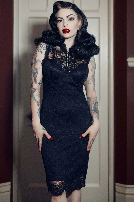 Classic Bodycon Dress -Laced-Up Bodycon Dress - Resurrect