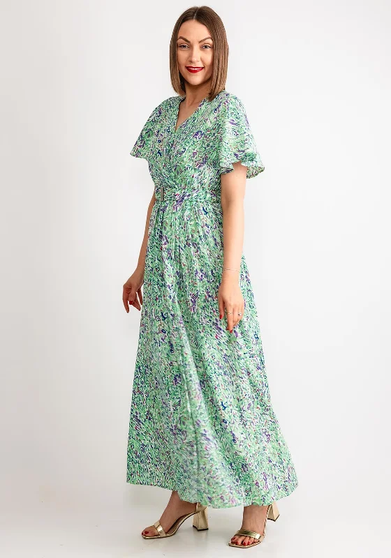 Black Wrap Dress with Ruffled Detail -Black Wrap Dress with Frills -Serafina Collection Printed Belted Long Wrap Dress, Green Black Wrap Dress with Ruffled Detail -Black Wrap Dress with Frills -Serafina Collection Printed Belted Long Wrap Dress, Green
