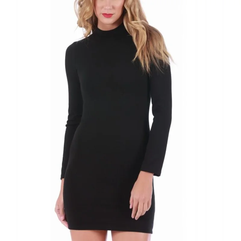 Women's Draped Back Mini Dress-InstantFigure Mini Dress long sleeves 16922D