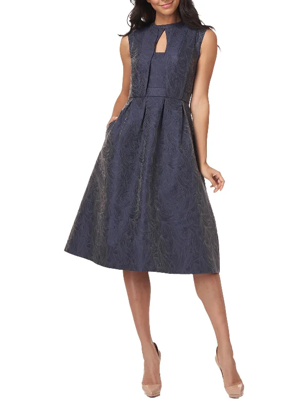 White Satin Party Dress for Elegant Affair -Lela Womens Cut-Out Midi Cocktail and Party Dress