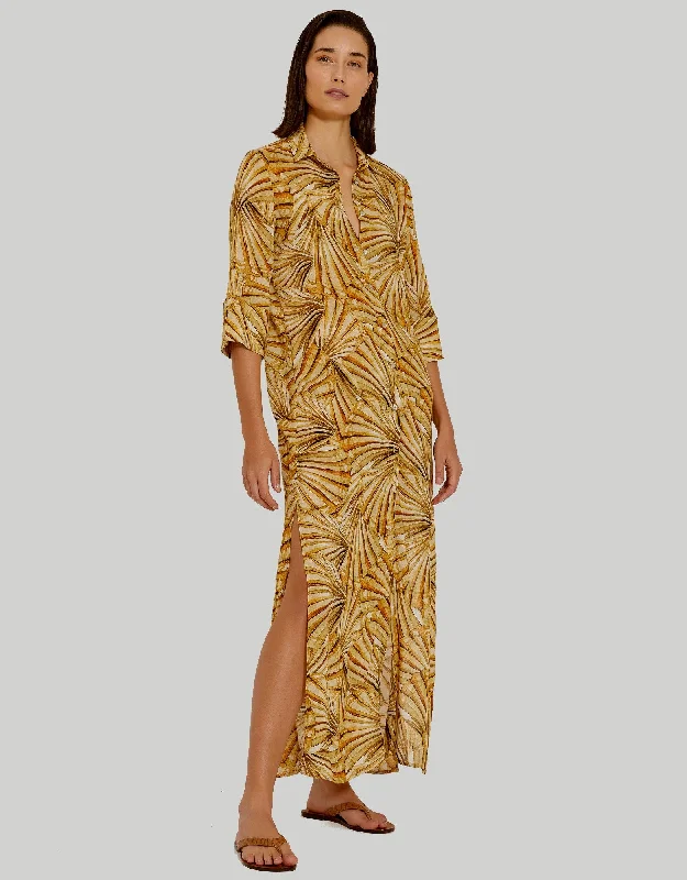 Women's Classic Shirt Dress-Long Shirt Dress in Amalfi Print