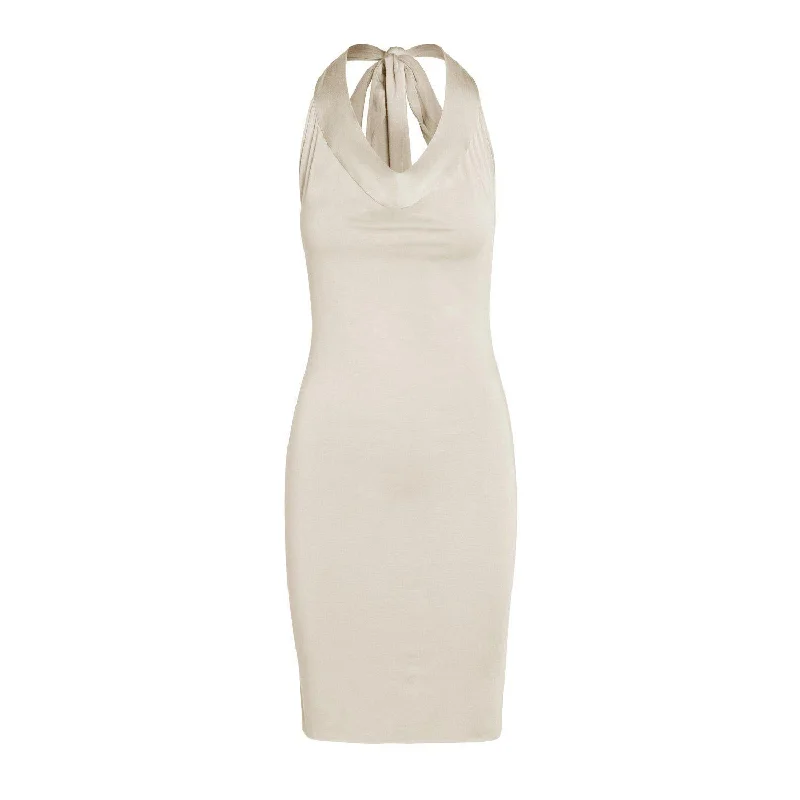 Women's Ribbed Stretch Midi Dress-One Size Women's Sustainable Modal Liberte Multiposition Top/Dress in Ivory