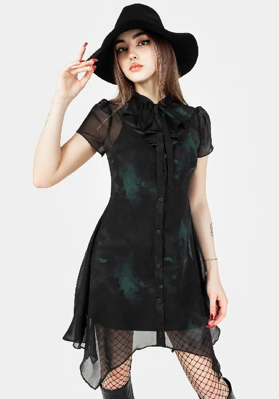 Plain Color Shirt Dress-Lichen Chiffon Mini Shirt Dress