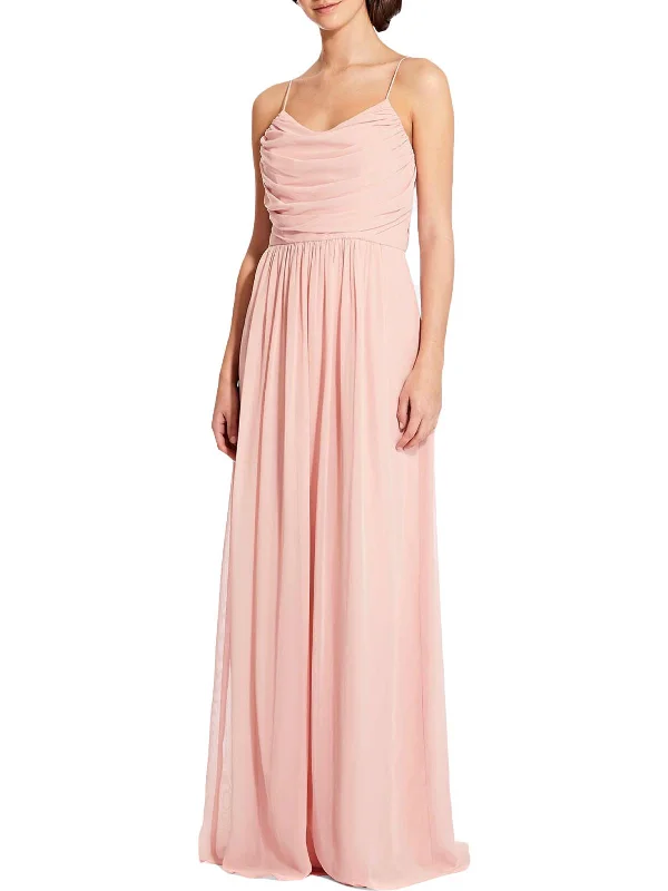 Blue A-line Party Dress for Fun Look -Lila Womens Pleated Prom Evening Dress