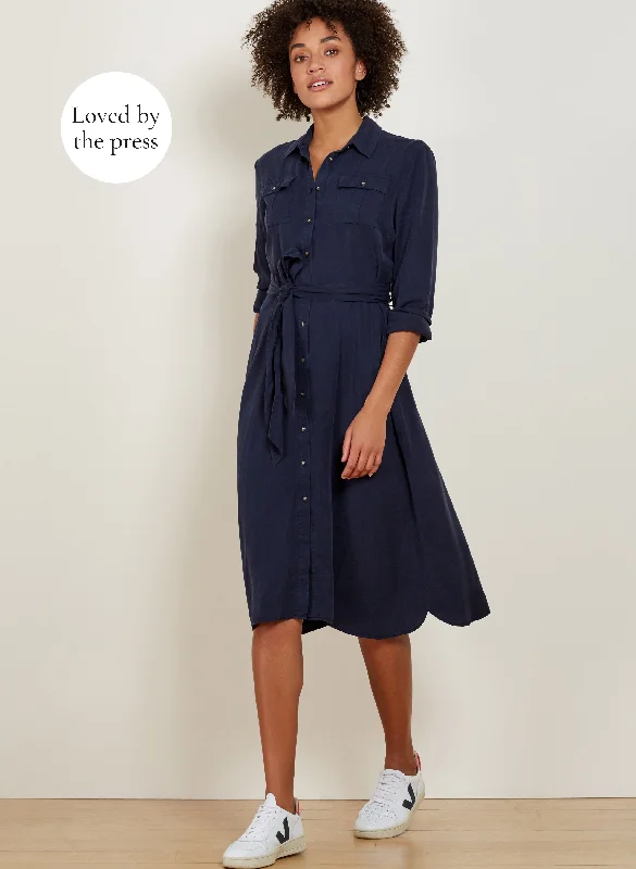 Women's Belted A-line Shirt Dress-Lindon Shirt Dress