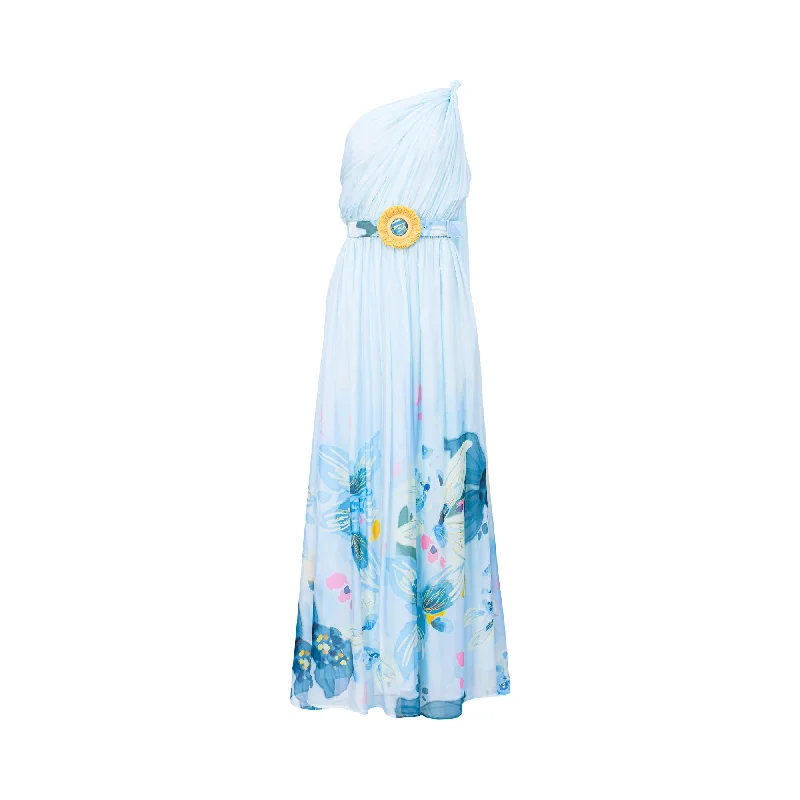 Women's Bodycon Maxi Dress-Leo Lin Women's Adriana One Shoulder Maxi Dress Tranquility Print Women's Bodycon Maxi Dress-Leo Lin Women's Adriana One Shoulder Maxi Dress Tranquility Print