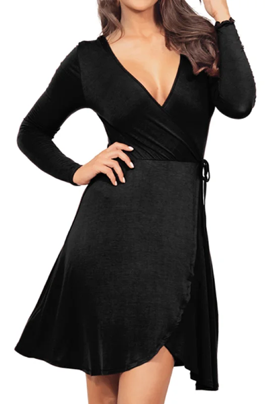 Wrap Dress with Tiered Skirt -Plus Size Wrap Dress -Long Sleeve Ballet Wrap Dress
