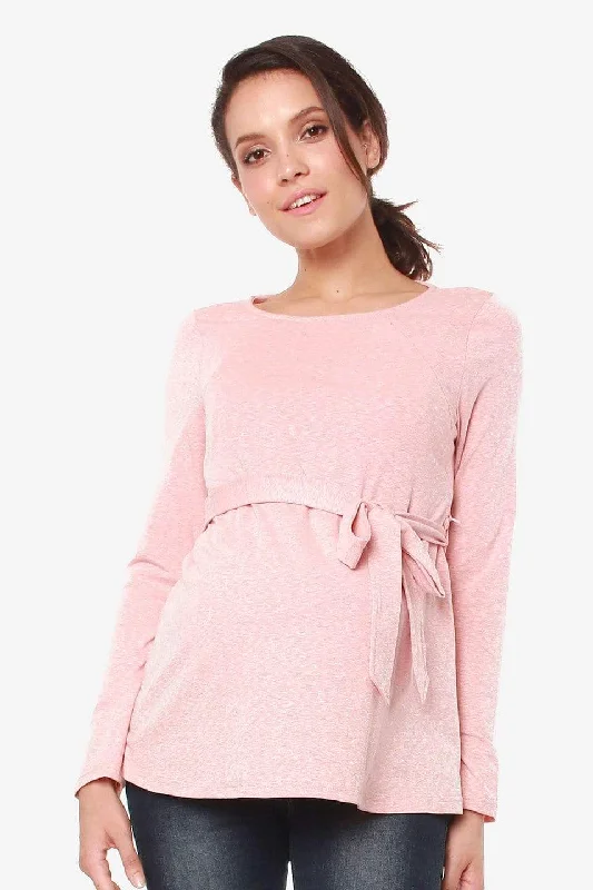Women's Comfortable Long Sleeve Shirt for Hot Weather -Long Sleeves Brinley Pink Nursing Top Women's Comfortable Long Sleeve Shirt for Hot Weather -Long Sleeves Brinley Pink Nursing Top