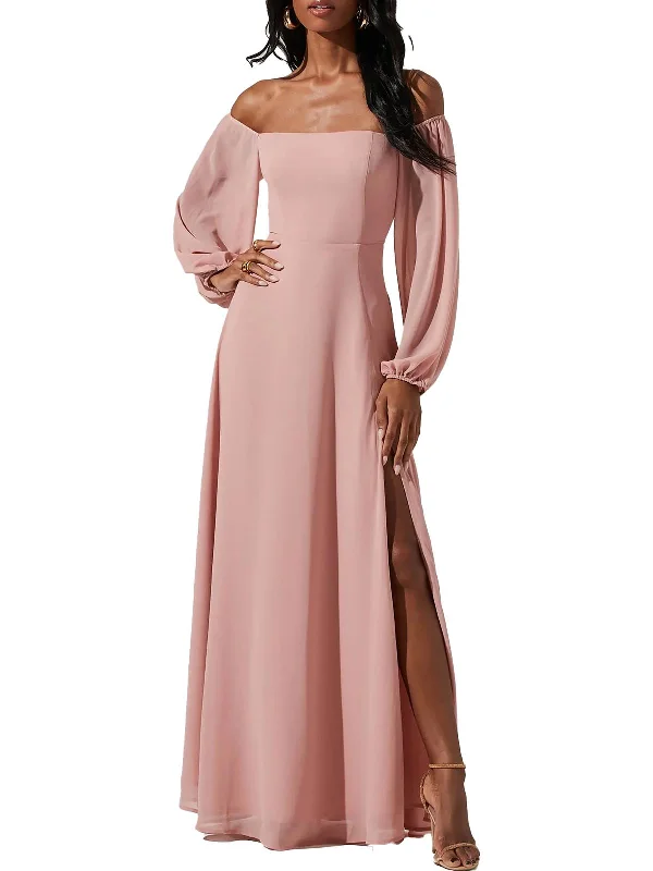 Women's Silk Floral Maxi Dress-Lucinda Womens Bishop Sleeves Long Maxi Dress