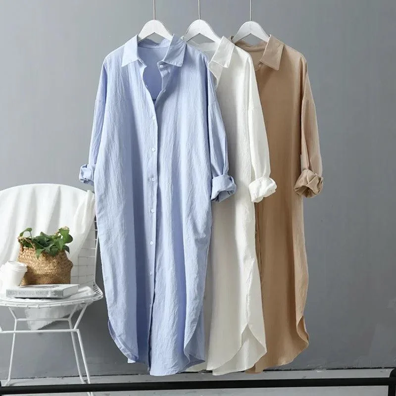 Women's Pleated A-line Midi Dress-Lumia Luxe Cotton Long Shirt/ Dress