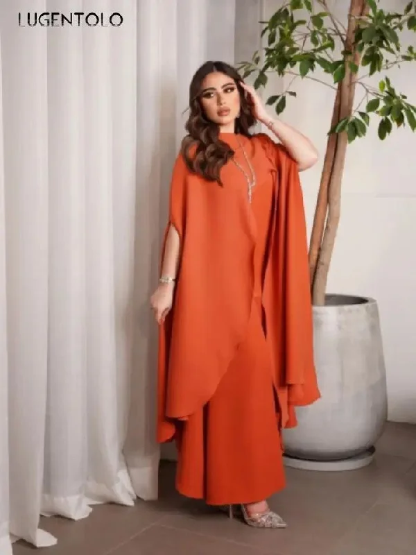 Boho Chic Party Dress for Casual Vibe -Luxury O Neck Long Dress Women Elegant Loose Sexy Big Swing Party Dress M B-62815