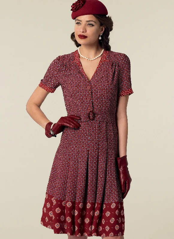 Women's Stylish Shirt Dress-M7433 Misses' Inverted Notch-Collar Shirtdresses and Belt