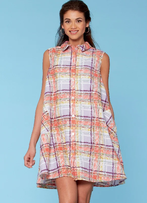 Elegant Button-up Shirt Dress-M7565 Misses' Shirtdresses with Sleeve Options, and Belt