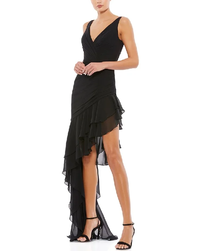 V-neck Silk Party Dress for Classic Look -Mac Duggal Cocktail Dress