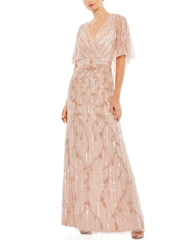 Wrap Dress for Nighttime Look -Blue Wrap Dress -Mac Duggal Embellished Cap Sleeve Faux Wrap Trumpet Gown Wrap Dress for Nighttime Look -Blue Wrap Dress -Mac Duggal Embellished Cap Sleeve Faux Wrap Trumpet Gown