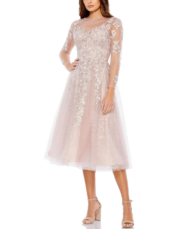 Floral Embroidery Party Dress for Romantic Look -Mac Duggal Embellished Cocktail Dress