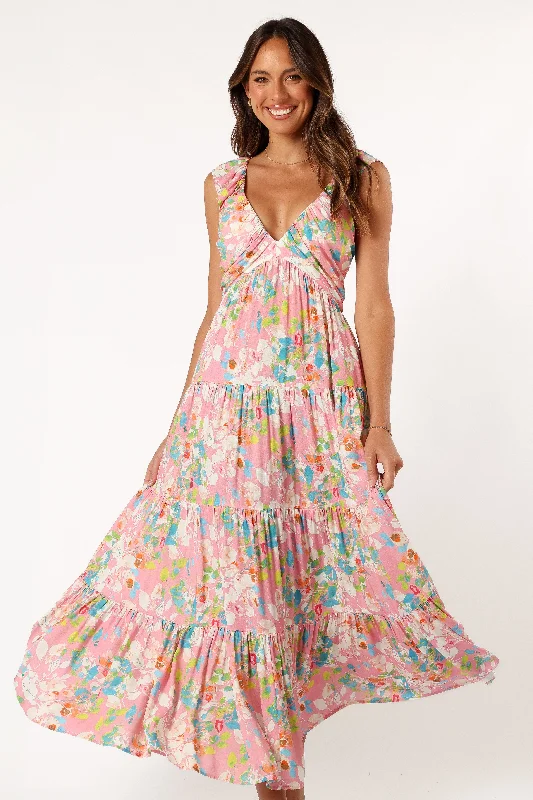 Women's White Maxi Dress-Mandie Maxi Dress - Multi