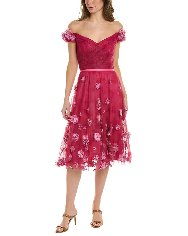 Black Velvet Party Dress for Chic Look -Marchesa Notte Off-The-Shoulder Cocktail Dress