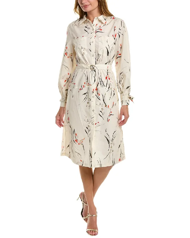 Belted Black Shirt Dress-Marchesa Notte Printed Shirtdress
