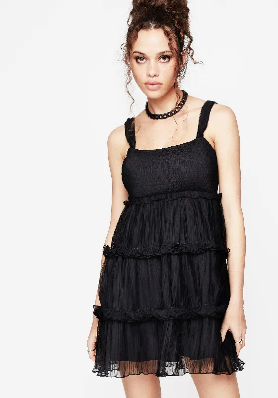 Women's Crossed Back Mini Dress-Marquise Crinkle Cami Mini Dress with Sleeves