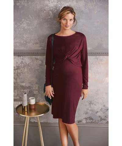 Maternity Dresses with Embroidered Pattern -Maternity Wrap Front Dress