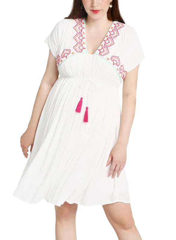 Maternity Dresses with Short Hem -Maternity & Nursing Dress House of Colours in White Maternity Dresses with Short Hem -Maternity & Nursing Dress House of Colours in White