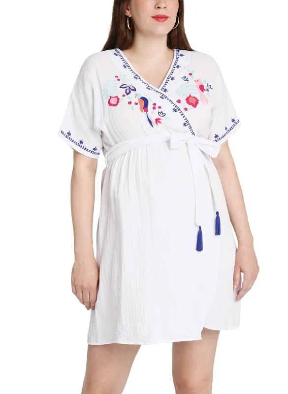 Maternity Dresses for Summer Vacation -Maternity & Nursing Dress Third Eye in White Maternity Dresses for Summer Vacation -Maternity & Nursing Dress Third Eye in White