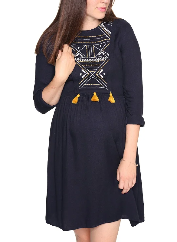 Boho Maternity Dresses for Stylish Moms -Maternity & Nursing Embroidered Dress - Heaven Bells Boho Maternity Dresses for Stylish Moms -Maternity & Nursing Embroidered Dress - Heaven Bells