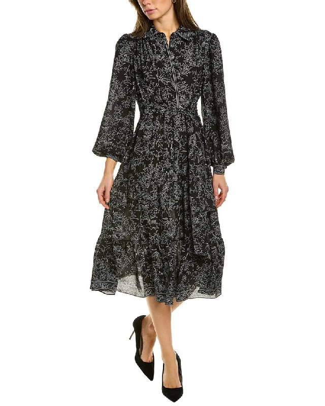 Women's Stylish Plaid Shirt Dress-Max Studio Midi Shirtdress