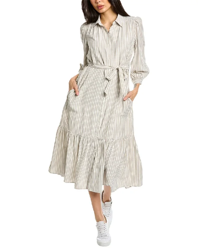 Sleeveless Button-down Shirt Dress-Max Studio Tie Waist Midi Shirtdress