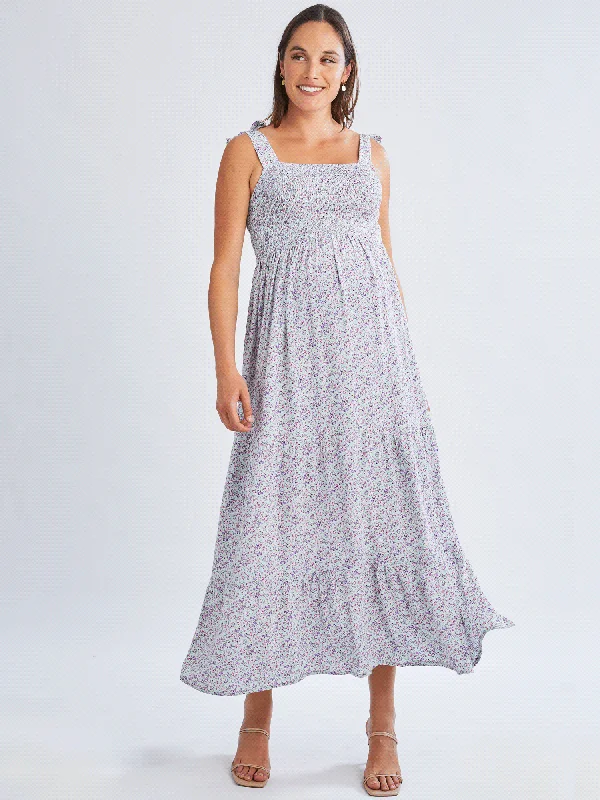 Maternity Dresses with Draped Design -Maxi Liliana Maternity Lime Dress in Iris Print Maternity Dresses with Draped Design -Maxi Liliana Maternity Lime Dress in Iris Print